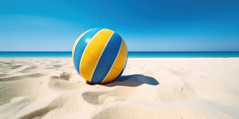 Portrait ball on the beach with light exposure AI Generative