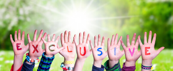 Children Hands Building Word Exclusive, Grass Meadow