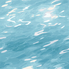 Wave of water surface with light reflection  for seamless background, flat vector.