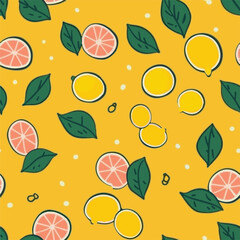 Lemon in cartoon style for seamless background, flat vector.