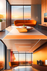 Aesthetic interiors and office spaces. Generative AI