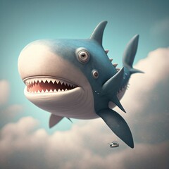 A cute shark flying Generative Ai