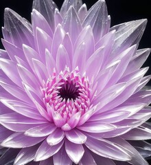 Crystal flower, pink chrysanthemum close-up, Generative AI Art Illustration 05