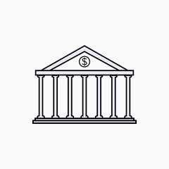 Bank Icon. Financial and Monetary Management.  Business Element. Savings, Architecture Symbol  - Vector.     
