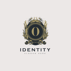 Initial O letter luxury beauty flourishes ornament golden monogram logo art