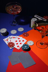 Concept of gambling, Poker gambling game, accessories for poker