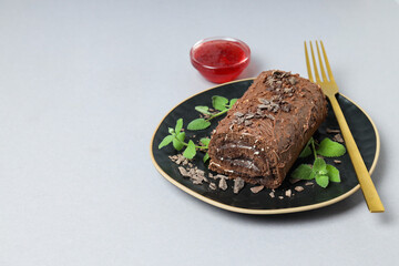Concept of delicious sweet food - cake roll