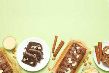 Concept of delicious sweet food - cake roll