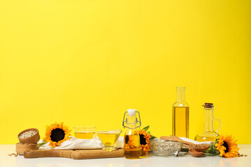 Concept of ingredients for cooking - Sunflower oil