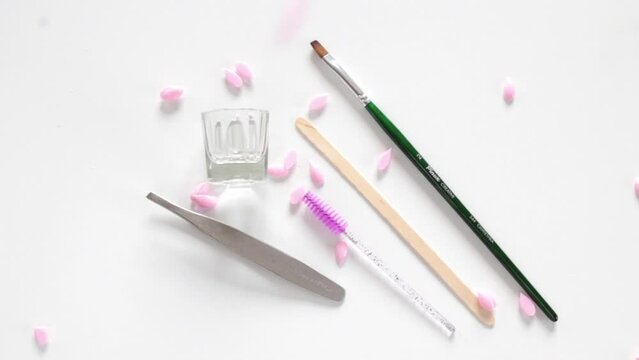 A set of tools for coloring eyebrows. Professional enhancement of the appearance and color of the client's eyebrows