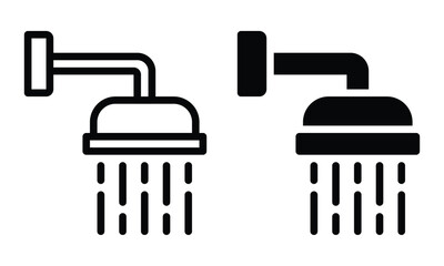Shower icon with outline and glyph style.