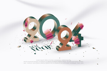 New year 3d number design. 2024 With 3d number illustrations for the happy new year 2024 in the future. Premium design for banner, poster, tamplate and greeting.