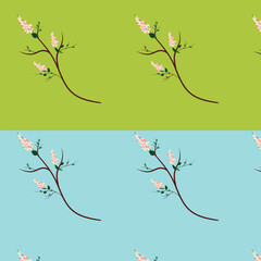 Branch with flowers. Pattern . Leaves and flowers. Textile. spring tree with flowers