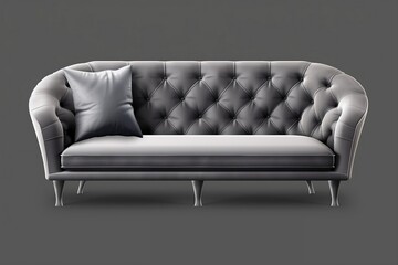 Isolated gray armchair and sofa set on a transparent background, Generative Ai