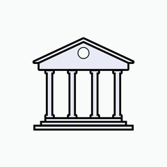  Building Icon. Architecture ,Court. Museum,  Bank Symbol - Vector Logo Template.    