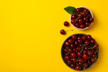 Concept of fresh summer food - delicious cherry