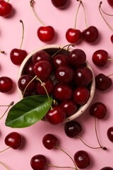 Concept of fresh summer food - delicious cherry