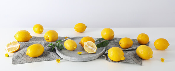 Concept of tasty citrus fruit - delicious lemon
