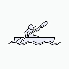 Canoeing Icon. Kayak Sport Water Symbol.     