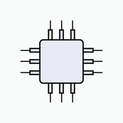 Obraz premium Chip Icon. CPU, Circuit Board Icon. Computer Elements, Hardware Parts Symbol - Vector. 