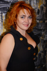 Naklejka premium Beautiful sexy woman with red hair. High quality photo
