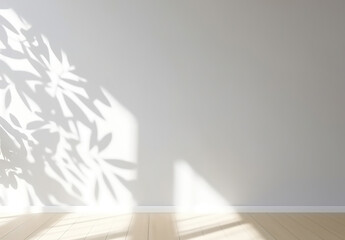 Minimalistic light background with blurred foliage shadow.