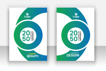 Corporate modern annual report book cover template set.