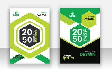 Corporate modern annual report book cover template set.