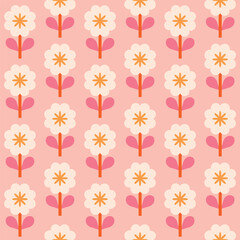 Beautiful floral pattern in retro style. Elegant seamless texture with repetitive flowers. Abstract floral field background - 609854746