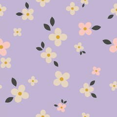 Abstract floral pattern. Vector seamless texture with small stylised flowers. Ditsy field background