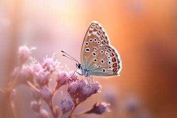 Beautiful butterfly on the flower with light exposure AI Generative