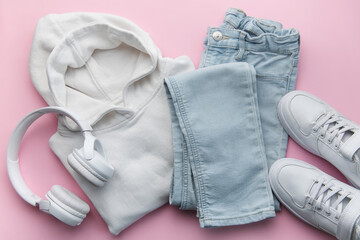 Set of  casual clothes and accessories