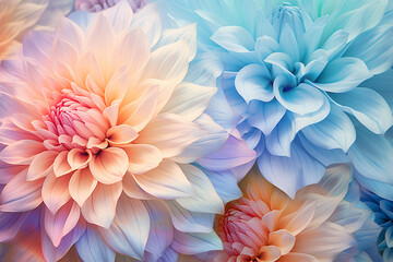 Pastel colored dahlia flower texture background created with AI generative tools - obrazy, fototapety, plakaty