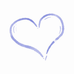 Watercolor heart, blue violet brush vector element for design