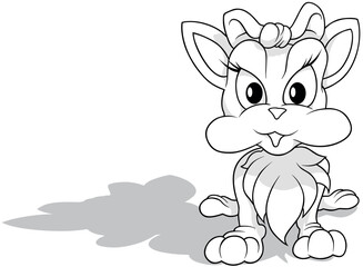 Drawing of a Sitting Kitty with a Big Bow on her Head