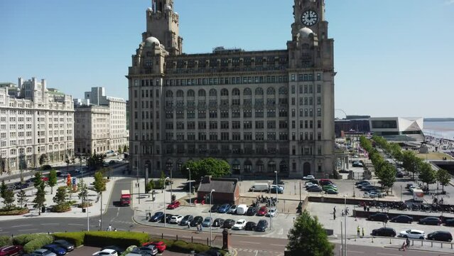 Rising up to see the Liver building in front of you. ON drone 