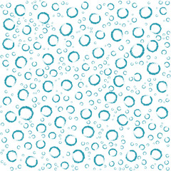Fototapeta na wymiar Floating bubbles drawn with blue chalk. Delicate repeat background pattern of blue bubbles for print, textile or wallpaper. Seamless pattern vector illustration