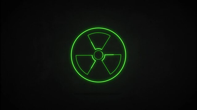 Animated Nuclear Power Icon, glowing green, clean energy, energy alternative,  Nuclear warning, nuclear sign