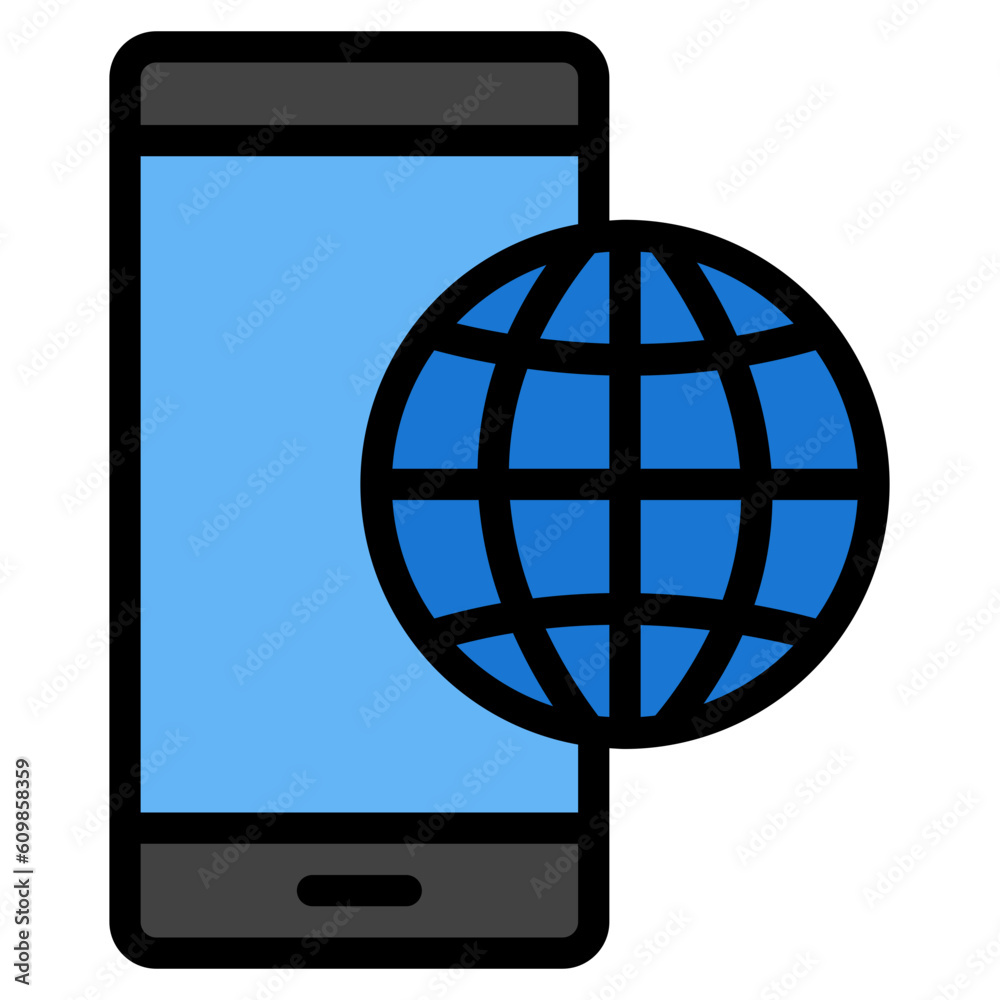 Wall mural browser smartphone filled line icon, use for website mobile app presentation