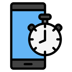 Alarm smartphone filled line icon, use for website mobile app presentation