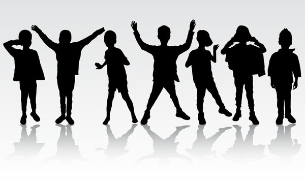 Happy dancing boys silhouettes concept vector illustration