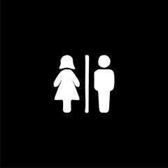 Toilet couple signing, woman man wc icon isolated on black background 