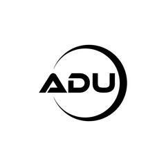 ADU letter logo design with white background in illustrator, cube logo, vector logo, modern alphabet font overlap style. calligraphy designs for logo, Poster, Invitation, etc.