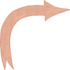 Hand drawn illustration set of beige tan simple minimalist arrows. Direction up down sideways curved, points destination process, crayon texture symbol design element.