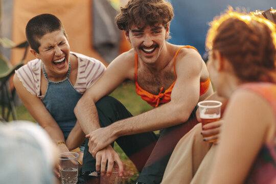 Drinks and laughs at a youth festival camp