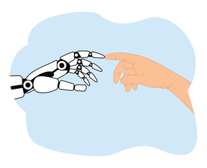ai robot hand and human hand touch