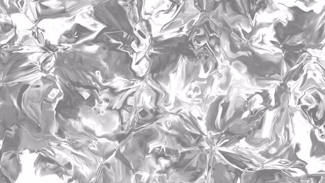 4K loop motion background of melting and spreading silver crystal liquid.