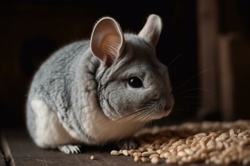 cute chinchilla looking at the yummy Generative AI