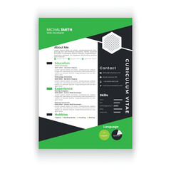 Clean and modern resume or cv template in a4.