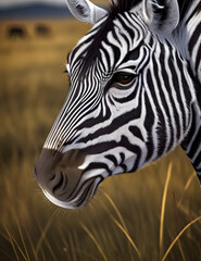 Naklejka premium Striped Elegance: Graceful Zebra in the African Savannah
